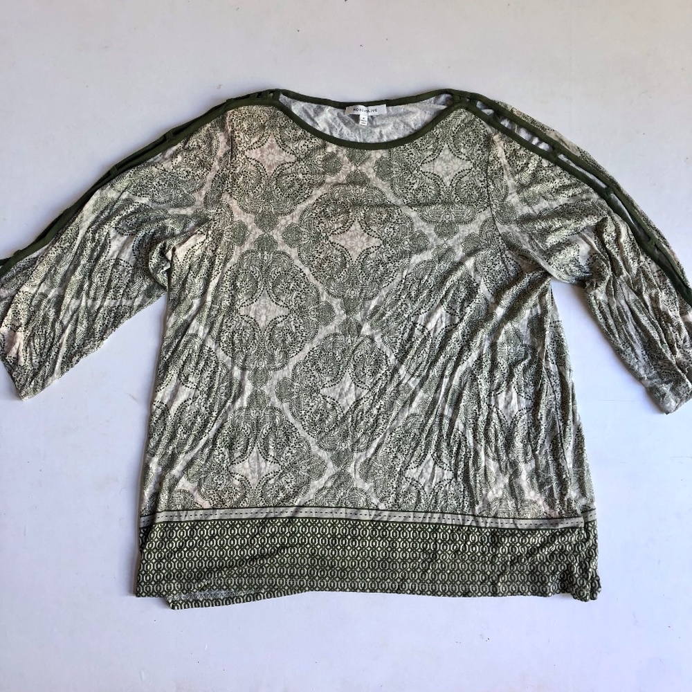 Rose & Olive Cut Out Shoulder Sage Green Top